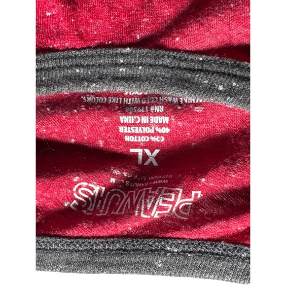Peanuts Snoopy Chill Graphic Raglan Long Sleeve Shirt Red Grey XL - Picture 3 of 4